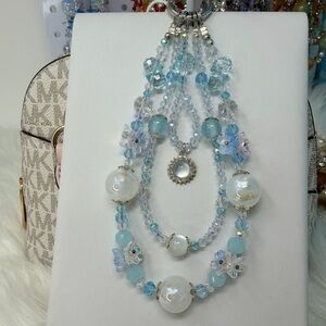 Elegant Blue and shine white Beaded Charm